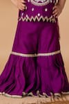 Lil Angels_Purple Silk Embroidery Butti Diamond Tunic With Sharara _Online_at_Aza_Fashions