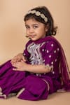 Shop_Lil Angels_Purple Silk Embroidery Butti Diamond Tunic With Sharara _Online_at_Aza_Fashions