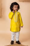 Buy_Lil Angels_Yellow Silk Embroidery Diamond Butti Kurta With Pant _at_Aza_Fashions