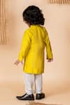 Shop_Lil Angels_Yellow Silk Embroidery Diamond Butti Kurta With Pant _at_Aza_Fashions