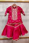 Buy_Lil Angels_Pink Silk Embroidery Butti Diamond Pearl Tunic With Sharara _at_Aza_Fashions