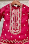 Lil Angels_Pink Silk Embroidery Butti Diamond Pearl Tunic With Sharara _Online_at_Aza_Fashions