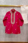 Buy_Lil Angels_Pink Silk Embroidery Diamond Butti Pearl Kurta With Pant _at_Aza_Fashions