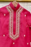 Lil Angels_Pink Silk Embroidery Diamond Butti Pearl Kurta With Pant _Online_at_Aza_Fashions