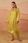 Buy_Rainas_Green Cupro Satin Printed Bandhani Patori Phiran Kurta Farsi With Pyjama _at_Aza_Fashions