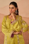 Buy_Rainas_Green Cupro Satin Printed Bandhani Patori Phiran Kurta Farsi With Pyjama _Online_at_Aza_Fashions