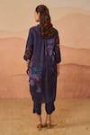 Shop_Rainas_Blue Twill Printed Botanic Shirt Collar Judith High-low Tunic With Pant _at_Aza_Fashions