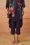 Buy_Rainas_Blue Twill Printed Botanic Shirt Collar Judith High-low Tunic With Pant _Online_at_Aza_Fashions