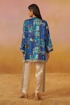 Shop_Rainas_Blue Cupro Satin Printed Geometric Band Collar Tunic And Pant Set _at_Aza_Fashions