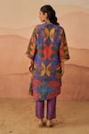 Shop_Rainas_Multi Color Tissue Printed Dunes Collar Shirt Tunic And Pant Set _at_Aza_Fashions