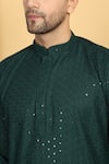 Aham-Vayam_Green Cotton Embroidery Thread Aham Kurta Set _at_Aza_Fashions