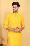 Buy_Aham-Vayam_Yellow Cotton Embroidery Thread Aham Geometric Kurta Set 