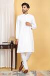 Aham-Vayam_White Cotton Embroidery Thread Aham Kurta Set _Online_at_Aza_Fashions