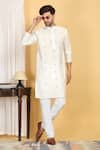 Buy_Aham-Vayam_Off White Cotton Embroidery Thread Swarna Mirror Kurta Set _at_Aza_Fashions