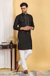 Buy_Aham-Vayam_Black Cotton Embroidery Thread Swarna Mirror Work Kurta And Pant Set _at_Aza_Fashions