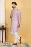 Shop_Aham-Vayam_Pink Cotton Silk Embroidery Mirror Rajat Kurta Set _Online_at_Aza_Fashions