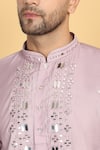 Aham-Vayam_Pink Cotton Silk Embroidery Mirror Rajat Kurta Set _at_Aza_Fashions