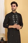 Buy_Aham-Vayam_Black Cotton Silk Embroidery Mirror Rajat Threadwork Kurta Set 