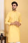 Buy_Aham-Vayam_Yellow Cotton Silk Embroidery Mirror Rajat Kurta And Pant Set 