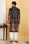 Shop_Aham-Vayam_Black Cotton Silk Embroidery Resham Upwan Floral Kurta Set _at_Aza_Fashions