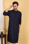 Buy_Aham-Vayam_Blue Cotton Embroidery Thread Bloom Jaal Kurta With Pant 