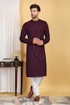 Buy_Aham-Vayam_Purple Cotton Embroidery Thread Blossom Jaal Kurta With Pant _at_Aza_Fashions