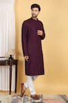 Aham-Vayam_Purple Cotton Embroidery Thread Blossom Jaal Kurta With Pant _Online_at_Aza_Fashions