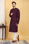 Buy_Aham-Vayam_Purple Cotton Embroidery Thread Blossom Jaal Kurta With Pant _Online_at_Aza_Fashions