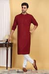 Buy_Aham-Vayam_Red Cotton Embroidery Thread Floral Jaal Kurta With Pant _at_Aza_Fashions