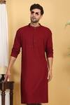 Buy_Aham-Vayam_Red Cotton Embroidery Thread Floral Jaal Kurta With Pant 