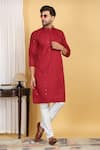 Buy_Aham-Vayam_Red Cotton Embroidery Thread Diamond Vine Kurta With Pant _at_Aza_Fashions