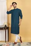 Buy_Aham-Vayam_Blue Cotton Embroidery Thread Heera Vine Kurta With Pant _at_Aza_Fashions