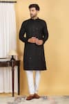 Aham-Vayam_Black Cotton Embroidery Thread Heera Bloom Vine Kurta With Pant _Online_at_Aza_Fashions