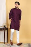 Buy_Aham-Vayam_Wine Cotton Embroidery Thread Navyam Diamond Kurta With Pant _at_Aza_Fashions