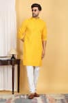 Buy_Aham-Vayam_Yellow Cotton Embroidery Thread Navyam Phool Jaal Kurta With Pant _at_Aza_Fashions