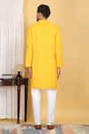 Shop_Aham-Vayam_Yellow Cotton Embroidery Thread Navyam Phool Jaal Kurta With Pant _at_Aza_Fashions