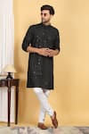 Buy_Aham-Vayam_Black Cotton Embroidery Thread Navyam Floral Mahal Jaal Kurta With Pant _at_Aza_Fashions