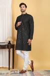 Shop_Aham-Vayam_Black Cotton Embroidery Thread Navyam Floral Mahal Jaal Kurta With Pant _Online_at_Aza_Fashions