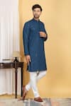 Buy_Aham-Vayam_Blue Cotton Embroidery Thread Harshit Quad Jaal Kurta With Pant _Online_at_Aza_Fashions