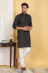 Buy_Aham-Vayam_Black Cotton Embroidery Thread Harshit Florin Quad Jaal Kurta With Pant _at_Aza_Fashions