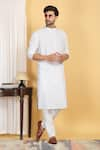 Buy_Aham-Vayam_White Cotton Embroidery Thread Ditsy Jaal Kurta With Pant _at_Aza_Fashions