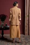 Shop_Akutee_Peach Handloom Cotton, Linen Srashti Floral Handpainted Blazer _at_Aza_Fashions