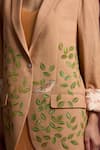 Buy_Akutee_Peach Handloom Cotton, Linen Srashti Floral Handpainted Blazer _Online_at_Aza_Fashions