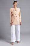 Akutee_Peach Chanderi Cut Work, Embroidery Kailini Placement Leaf Blazer_Online_at_Aza_Fashions