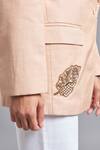 Shop_Akutee_Peach Chanderi Cut Work, Embroidery Kailini Placement Leaf Blazer_Online_at_Aza_Fashions