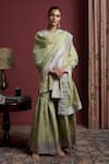 Buy_Akutee_Green Handwoven Chanderi Silk Handpainted Butterfly Karnika Kurta Sharara Set _at_Aza_Fashions