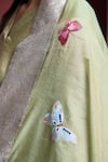 Akutee_Green Handwoven Chanderi Silk Handpainted Butterfly Karnika Kurta Sharara Set _at_Aza_Fashions