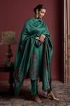 Akutee_Green Handwoven Chanderi Silk Handpainted Sanjeevani Straight Kurta Set _at_Aza_Fashions