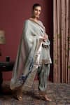 Buy_Akutee_Grey Handwoven Chanderi Tissue Handpainted Kamakshi Kurta Dhoti Pant Set _Online_at_Aza_Fashions