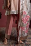 Buy_Akutee_Pink Handwoven Chanderi Tissue Handpainted Floral Aarna Short Kurta Pant Set _Online_at_Aza_Fashions